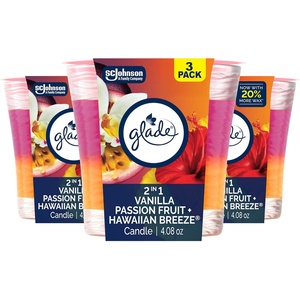 image:imageGlade 1Wick 2in1 Scented Candle Jar Hawaiian Breeze amp Vanilla Passion Fruit Air Freshener Infused with Essential Oils 408 Oz 3 CountHawaiian Breeze  Vanilla Passion Fruit