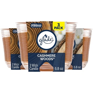 image:imageGlade Candle Cashmere Woods Fragrance Candle Infused with Essential Oils Air Freshener 3Wick Candle 68 Oz 3 CountCashmere Woods