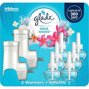 image:imageGlade PlugIns Refills Air Freshener Starter Kit Scented and Essential Oils for Home and Bathroom Hawaiian Breeze 402 Fl Oz 2 Warmers  6 RefillsAqua Waves