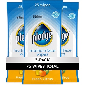 image:imagePledge MultiSurface Furniture Polish Wipes Works on Wood Granite and Leather Cleans and Protects Fresh Citrus  Pack of 6 150 Total Wipes25 Count Pack of 3