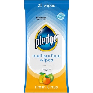 image:imagePledge MultiSurface Furniture Polish Wipes Works on Wood Granite and Leather Cleans and Protects Fresh Citrus  Pack of 6 150 Total Wipes25 Count Pack of 1