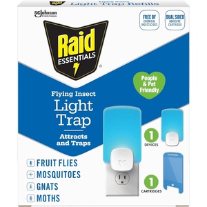 image:imageRaid Essentials Flying Insect Light Trap Starter Kit 2 Plugin Devices  2 Cartridges Featuring Light Powered AttractionStarter Kit 1 Device  1 Cartridge