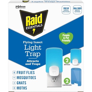 image:imageRaid Essentials Flying Insect Light Trap Starter Kit 2 Plugin Devices  2 Cartridges Featuring Light Powered AttractionStarter Kit 2 Devices  2 Cartridges