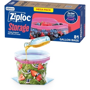 image:imageZiploc Gallon Food Storage Bags StandUp Bottom Easy to Fill 81 Count81 Count