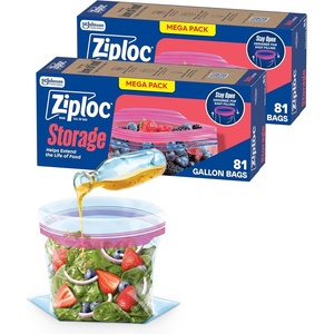 image:imageZiploc Gallon Food Storage Bags StandUp Bottom Easy to Fill 96 Count162 Count