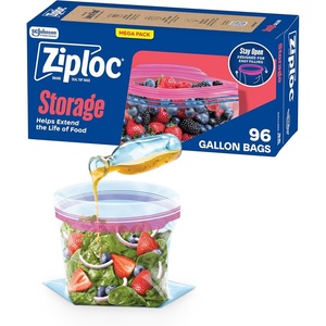 image:imageZiploc Gallon Food Storage Bags StandUp Bottom Easy to Fill 96 Count96 Count