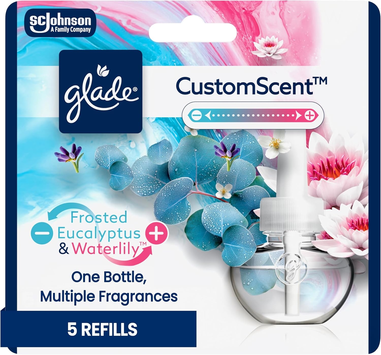 image:imageGlade PlugIns Refills with CustomScent Technology Eucalyptus amp Waterlily 5 RefillsEucalyptus Waterlily