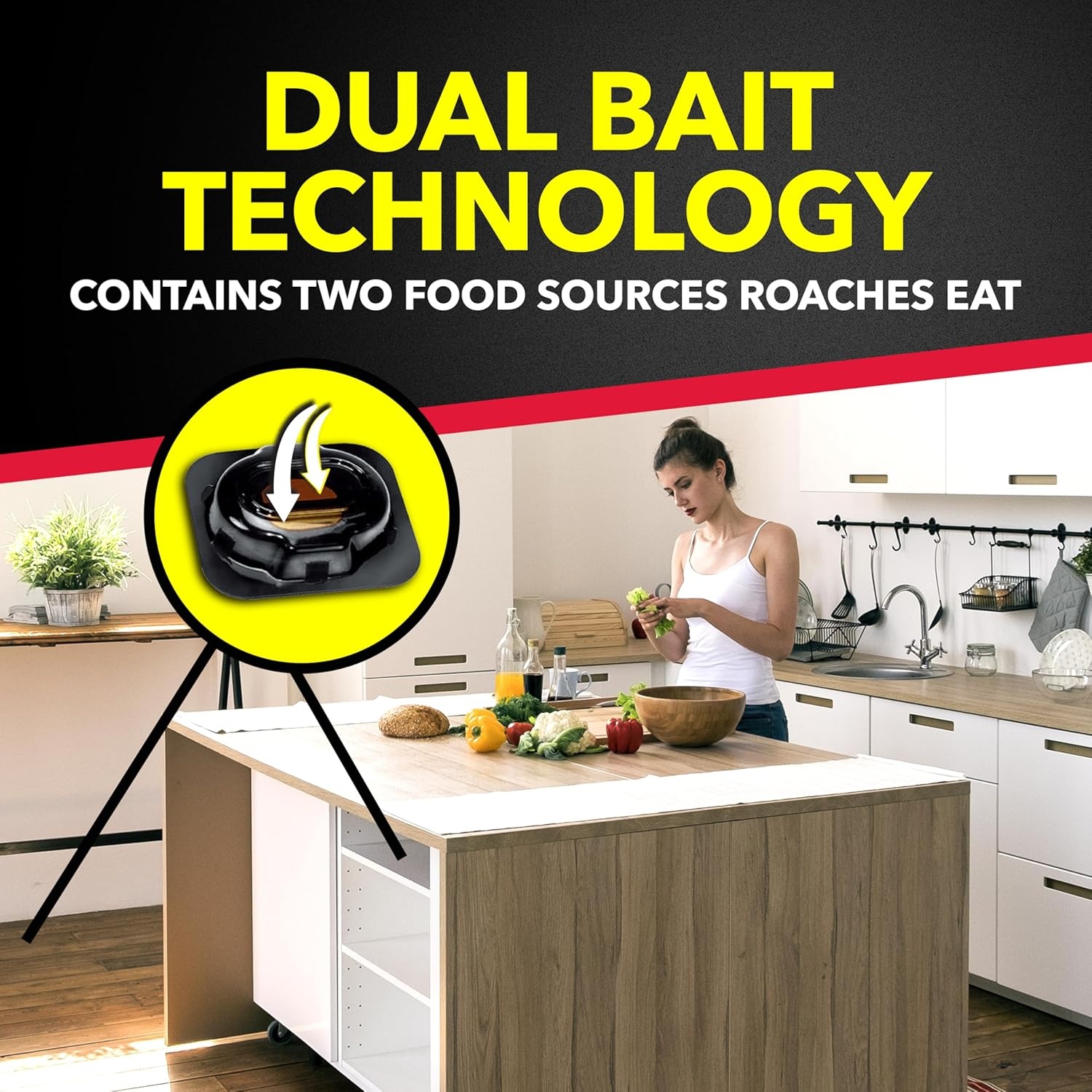 image:imageRaid Double Control Small Roach Baits Plus Egg Stoppers Child Resistant For Indoor Use Kills Roaches for 3 Months 12 CountPack of 1