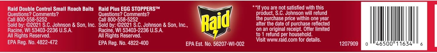 image:imageRaid Double Control Small Roach Baits Plus Egg Stoppers Child Resistant For Indoor Use Kills Roaches for 3 Months 12 CountPack of 1