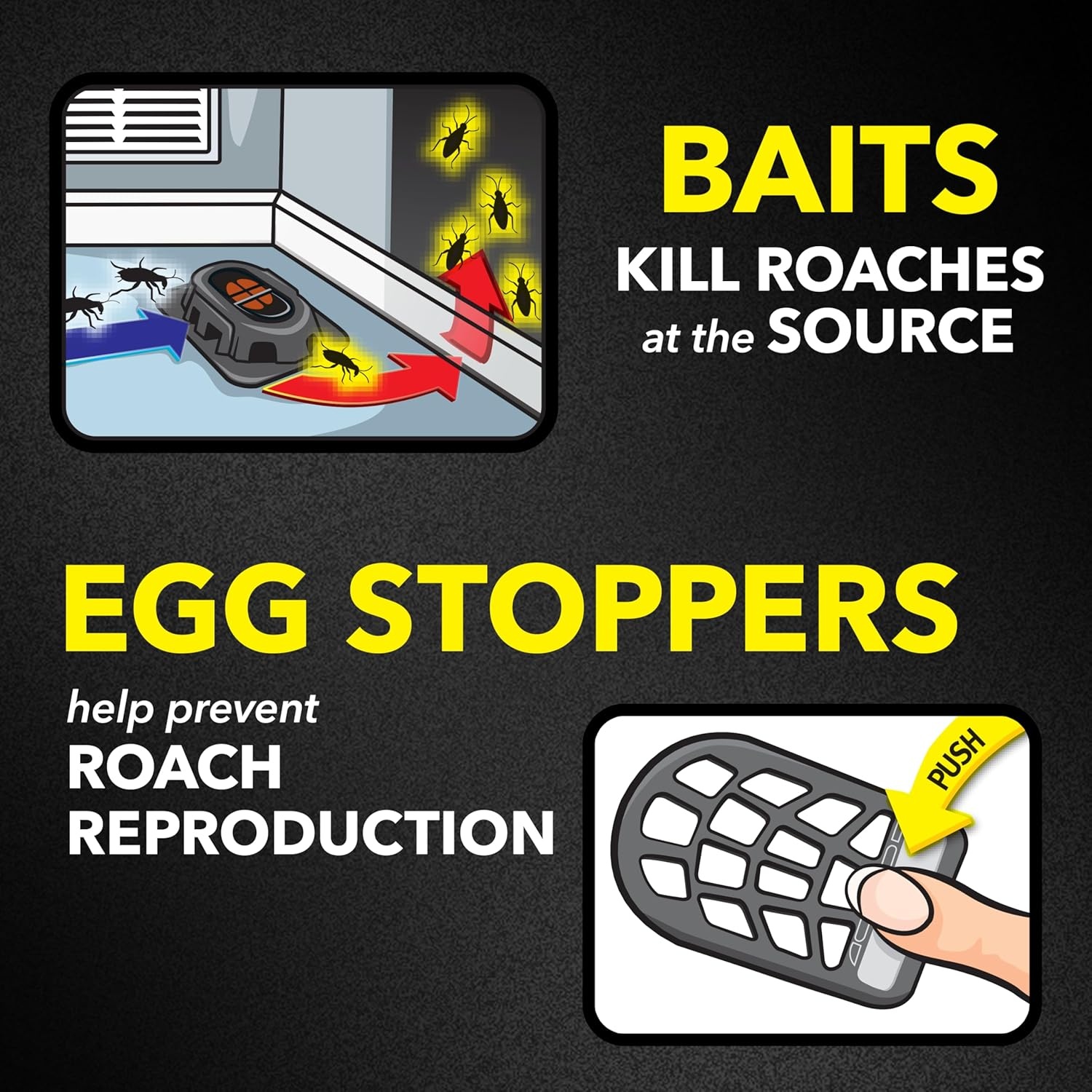 image:imageRaid Double Control Small Roach Baits Plus Egg Stoppers Child Resistant For Indoor Use Kills Roaches for 3 Months 12 CountPack of 1