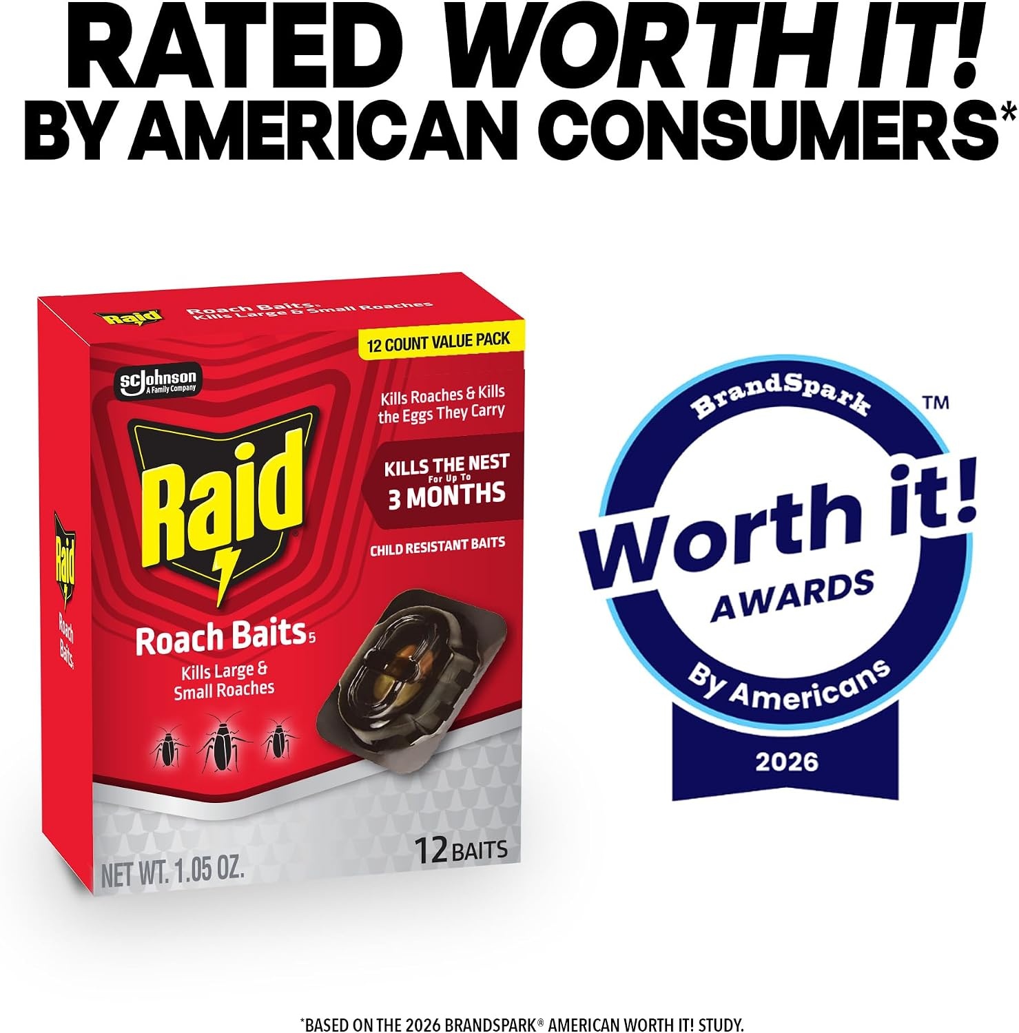 image:imageRaid Large Roach Baits Child Resistant For Indoor Use Kills Roaches for 3 Months 12 Count