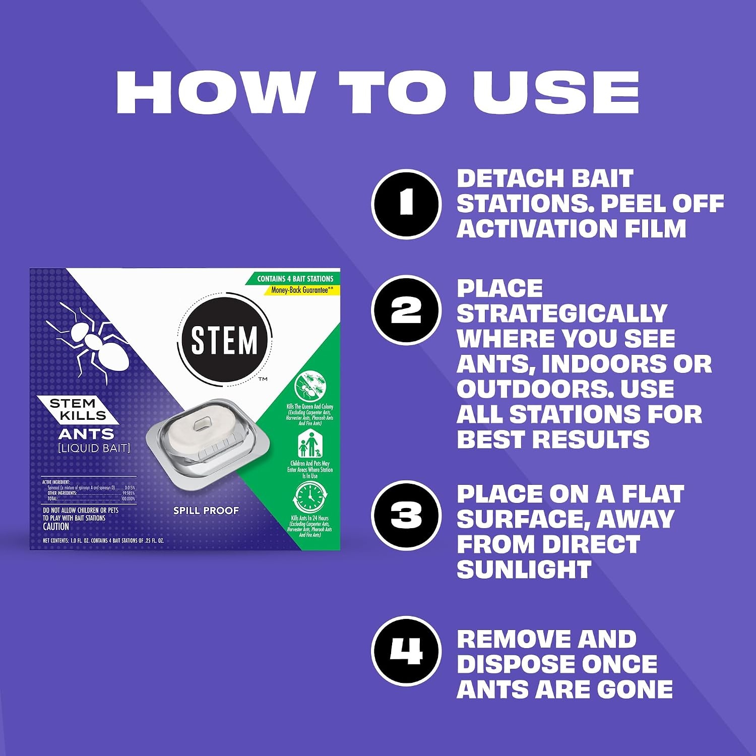 image:imageSTEM Liquid Ant Baits Kills The Queen and Colony for Indoor Use 8 Spill Proof Bait Stations12 Count