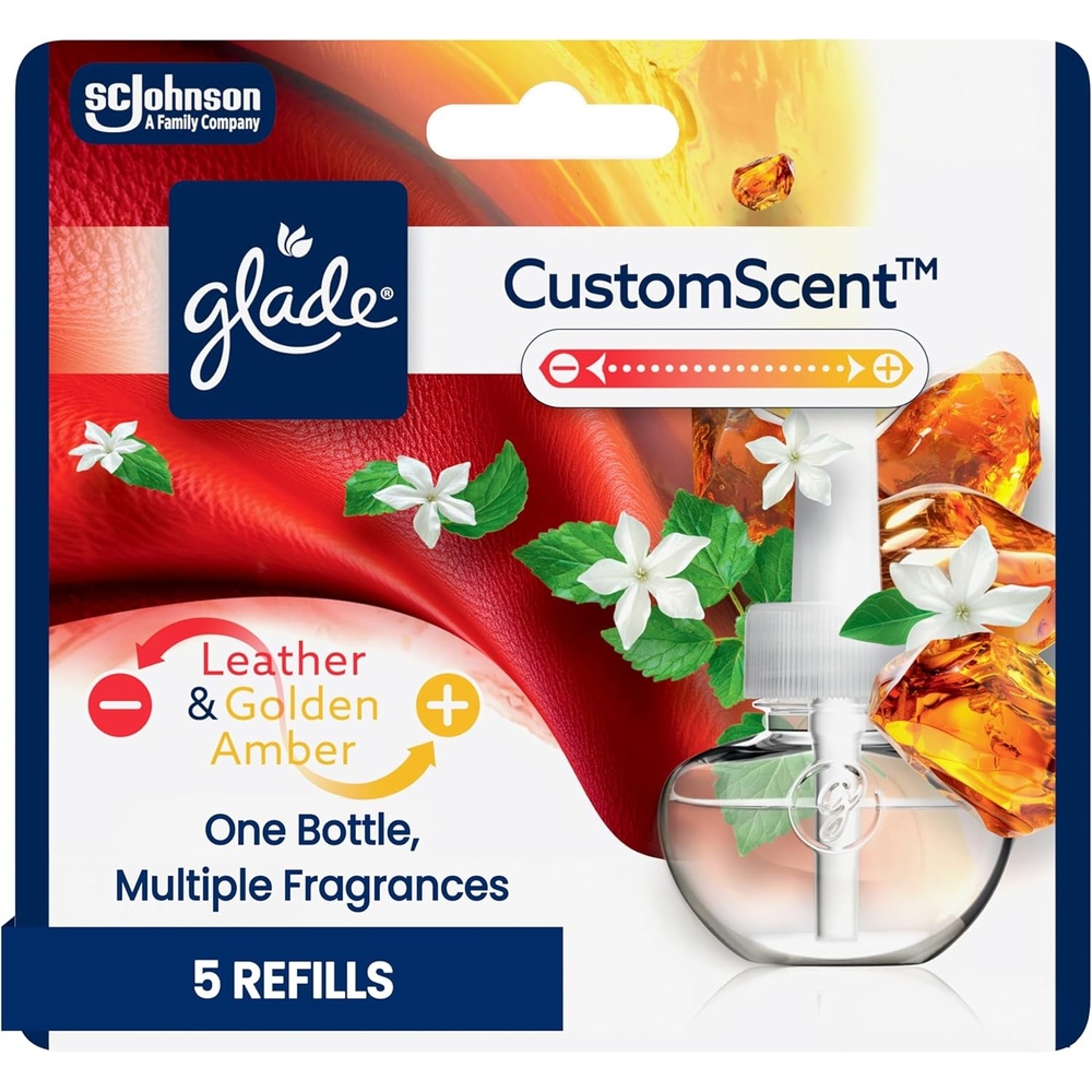 image:imageGlade PlugIns Refills with CustomScent Technology Eucalyptus amp Waterlily 5 RefillsLeather Golden Amber