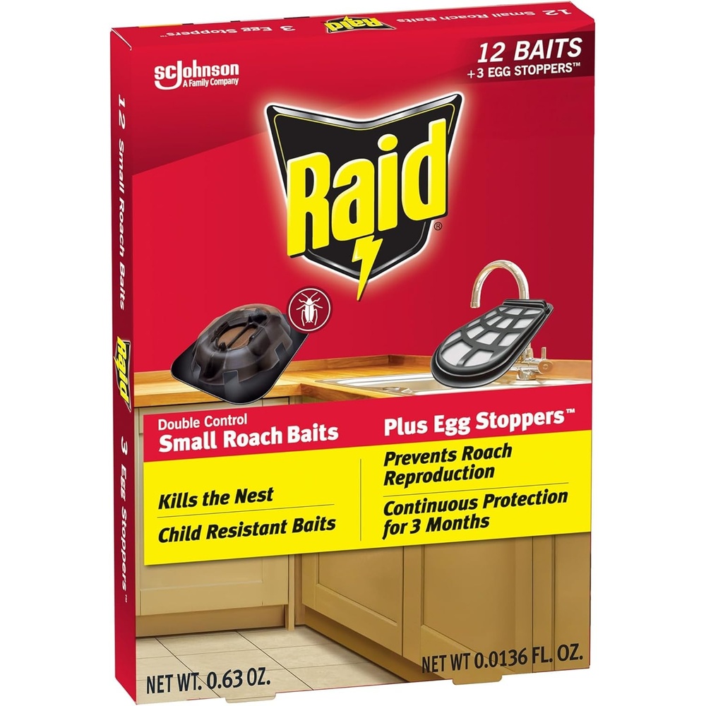 image:imageRaid Double Control Small Roach Baits Plus Egg Stoppers Child Resistant For Indoor Use Kills Roaches for 3 Months 12 CountPack of 1