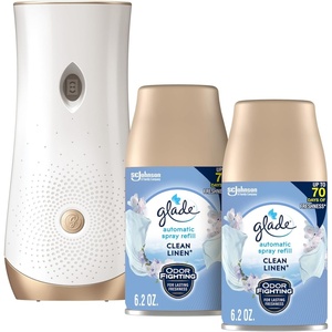 image:imageGlade Automatic Spray Refill and Holder Kit Air Freshener for Home and Bathroom Tropical Blossoms 62 Oz 2 CountClean Linen