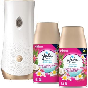 image:imageGlade Automatic Spray Refill and Holder Kit Air Freshener for Home and Bathroom Tropical Blossoms 62 Oz 2 CountExotic Tropical Blossoms