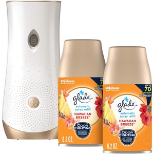 image:imageGlade Automatic Spray Refill and Holder Kit Air Freshener for Home and Bathroom Tropical Blossoms 62 Oz 2 CountHawaiian Breeze