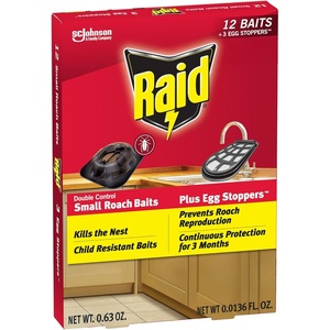 image:imageRaid Double Control Small Roach Baits Plus Egg Stoppers Child Resistant For Indoor Use Kills Roaches for 3 Months 12 CountPack of 1