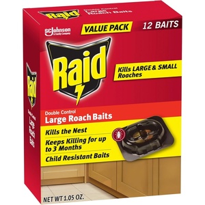 image:imageRaid Large Roach Baits Child Resistant For Indoor Use Kills Roaches for 3 Months 12 Count