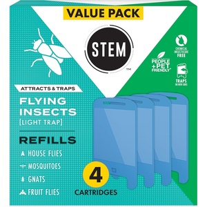 image:imageSTEM Flying Insect Light Trap Refill Cartridges Indoor Fruit Fly Trap InsecticideFree Pest Control for Home Attracts and Traps Insects Official STEM Refills  4 Count4 Cartridges