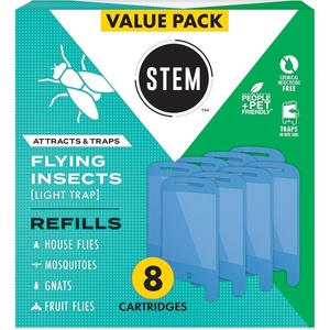 image:imageSTEM Flying Insect Light Trap Refill Cartridges Indoor Fruit Fly Trap InsecticideFree Pest Control for Home Attracts and Traps Insects Official STEM Refills  4 Count8 Cartridges